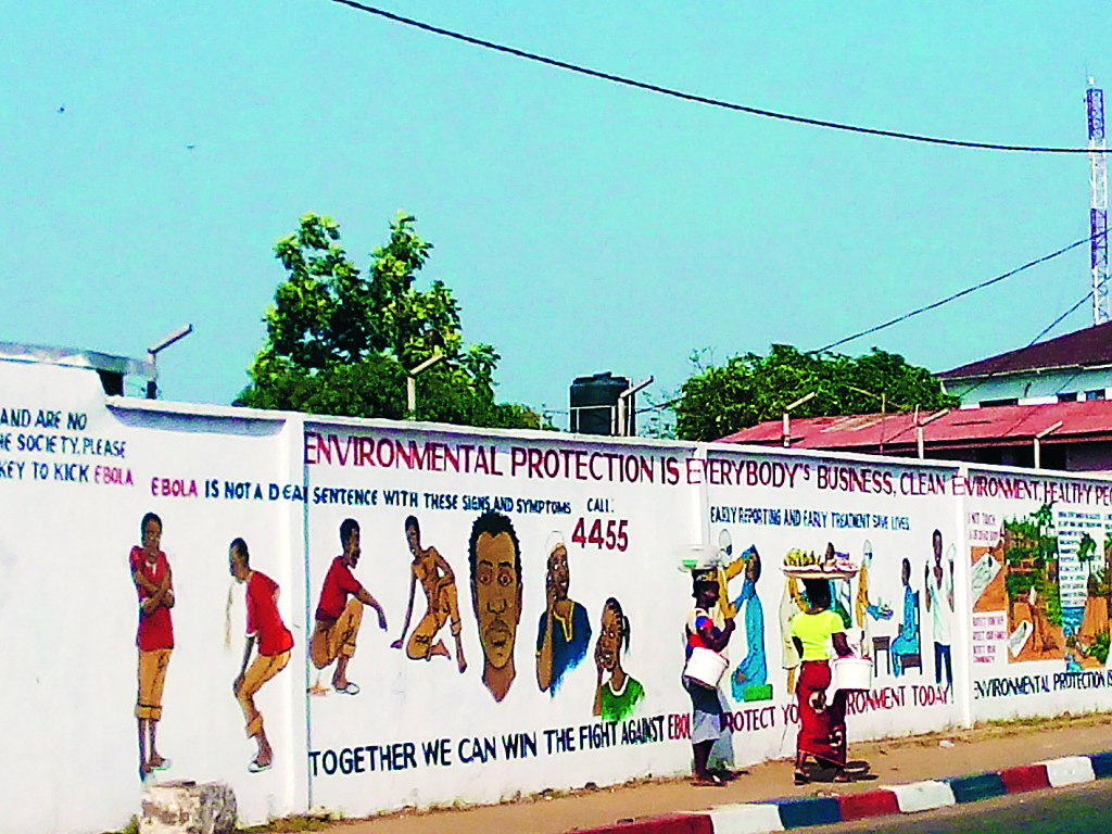 Informationskampanj mot ebola i Monrovia, Liberias huvudstad.