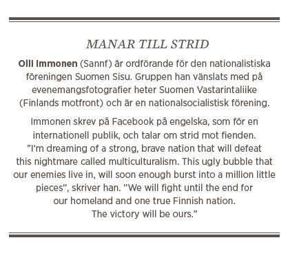Sylvia Bjon Nationer i krig Sannfinländarna rasism Olli Immonen Timo Soini Neo nr 4 2015