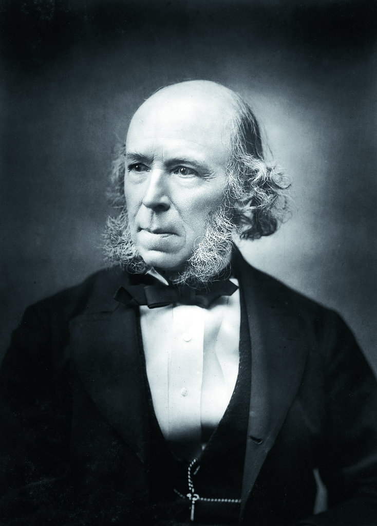 De kontinuerliga framsteg evolutionen medförde skulle enligt Herbert Spencer till slut leda till att aggressiviteten ersattes av osjälviskhet och medkänsla.  Foto: The Print Collector / Heritage-Images / TT