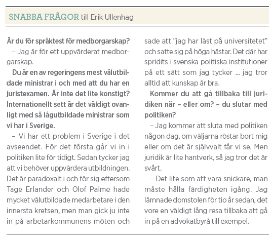 Erik Ullenhag Rinkeby torg intervju Paulina Neuding Neo nr 5 2011 kortfrågor