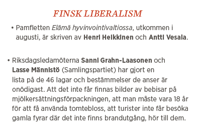 Sylvia Bjon finsk liberalism Neo nr 5 2013 Elämä hyvinvointivaltiossa av Henri Heikkinen och Antti Vesala